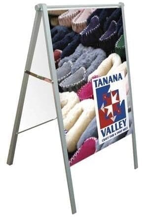 Ttypedoublesidedadjustablebannerdisplaywithfoldingtri baseandcatalogholder