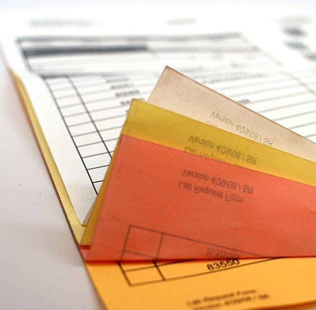 carbonless form printing