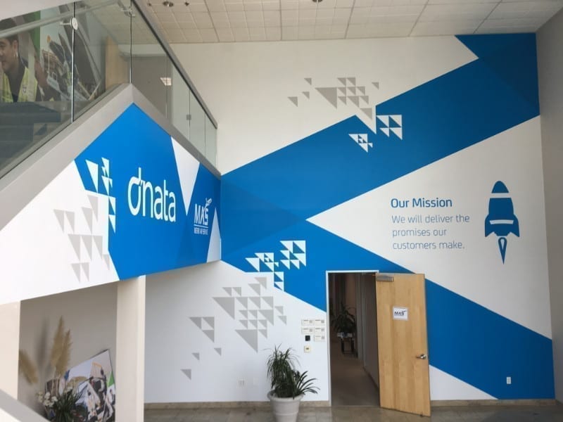 office lobby wall vinyl mural