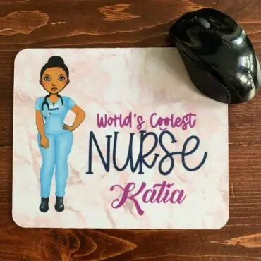 Personalized Black Nurse Mouse Pad