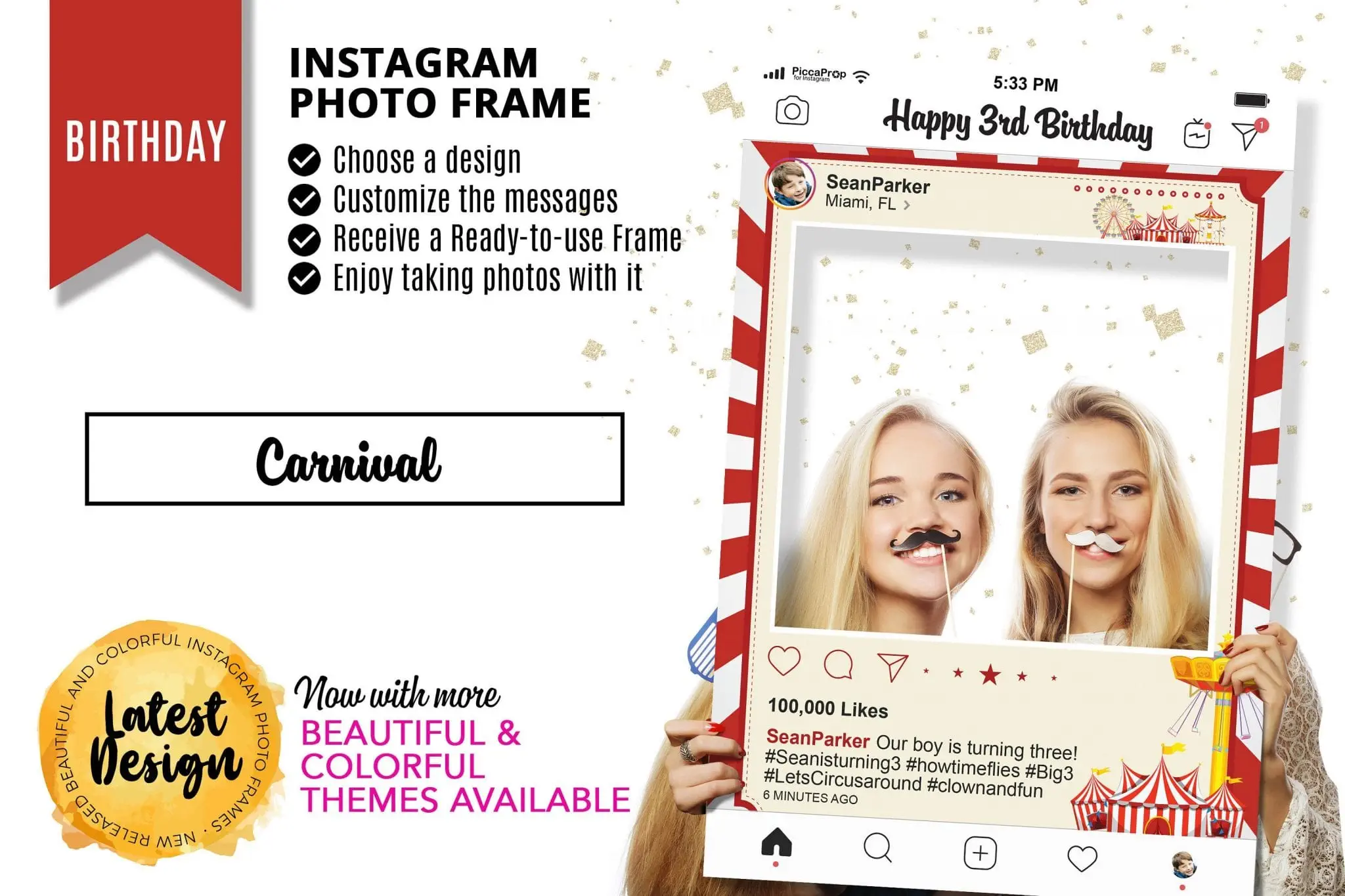 Carnival Theme Party - Birthday Photo Booth Frame