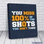 Teen Boy Gift – Motivational Quotes on Canvas – Hustle Art – Office Wall Art – Brother Gift from Sister – You miss 100% of the shots