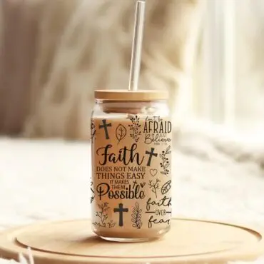 Faith and God Glass Cup Libbey Style