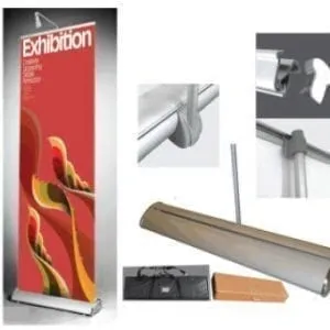 Deluxe Adjustable Retraction Pressure Banner Stand - Single Sided