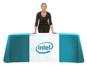 Branded Promotional Tablecloth Runner with full colour print. Great value quality printed table runners, personalised for your event.
