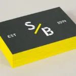 full-color ultra thick business cards silk laminated with painted edges