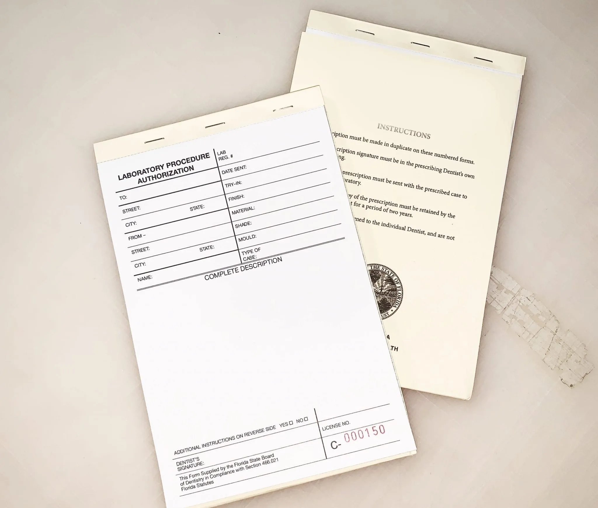 carbonless form receipt books