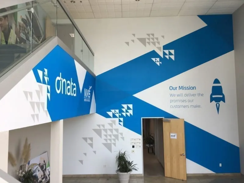 office lobby wall vinyl mural