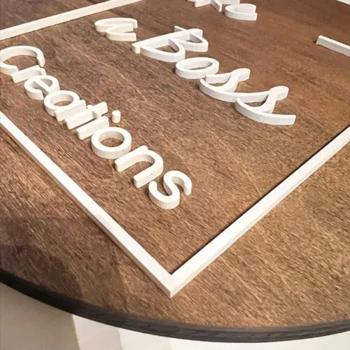 Round wood and acrylic signs side ways Round wood and acrylic signs side ways