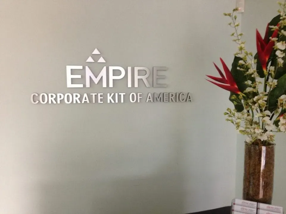 office brushed metal cut sign